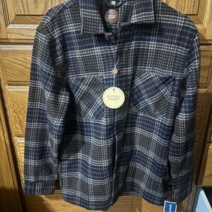 Common People Men's Navy & Gray Plaid Lightweight Shirt Jacket